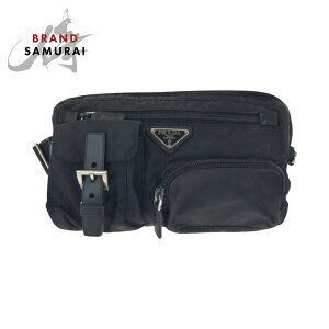 Prada Tessuto triangular logo plate black nylon waist bag bum